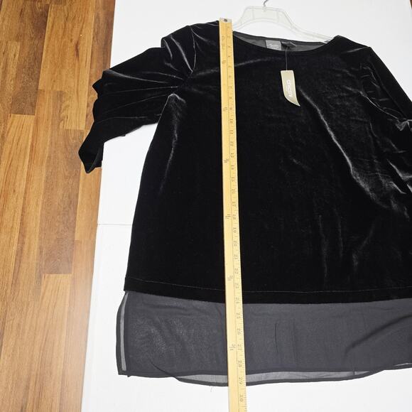 Chicos Travelers Top Size 3 XL Velvet Blouse Chiffon Hemline 3/4 Sleeve NWT - Picture 13 of 13
